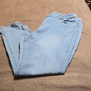 D20 Woman Within Light Wash Skinny Jeans Sz 20T Stretch Zip Button Pockets